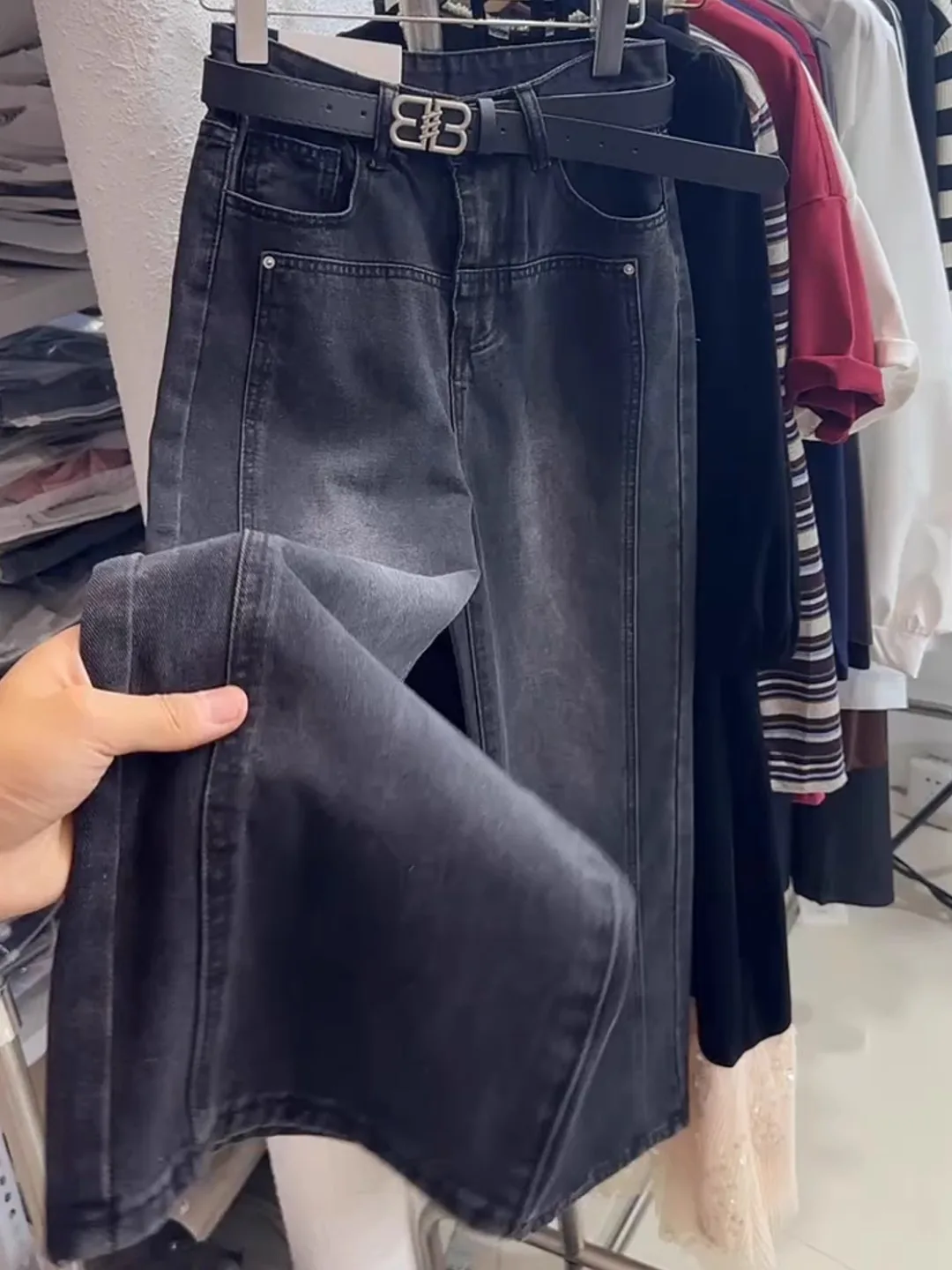 

Повседневные джинсы с высокой талией и прямыми штанинами, мужские, весенне-осенние, широкие брюки, модные американские брендовые джинсы свободного кроя