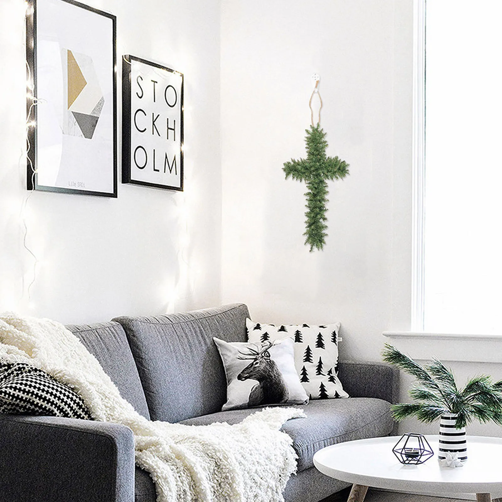 

3 Pcs Shaped Wire Wreaths Garland Hoop Frame for Easter Checkered Cross Forms Decor