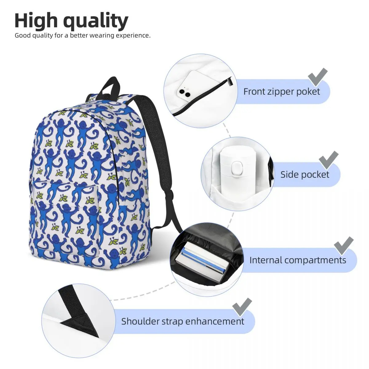 Zaino classico Blue Roller Rabbit zaino da lavoro durevole per le scuole superiori Grab It Fast Daypack per borse di tela per Laptop da donna da uomo