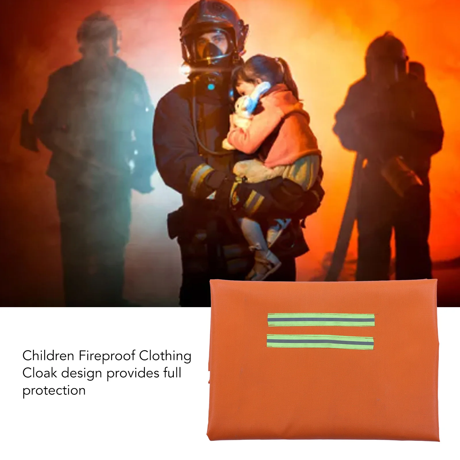 ZK30 Children Fireproof Cape Flame Retardant Hooded Cloak Silicone Glass Fiber Fire Protection Clothing bombero