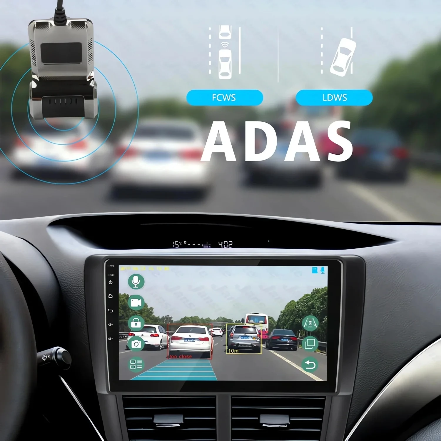 KKOREX 車載DVR ADAS LDWS フルHD 1080P ドライブレコーダー DVD Androidプレーヤー ナビゲーションユニット対応 オートオーディオ 音声アラーム ビデオ録画