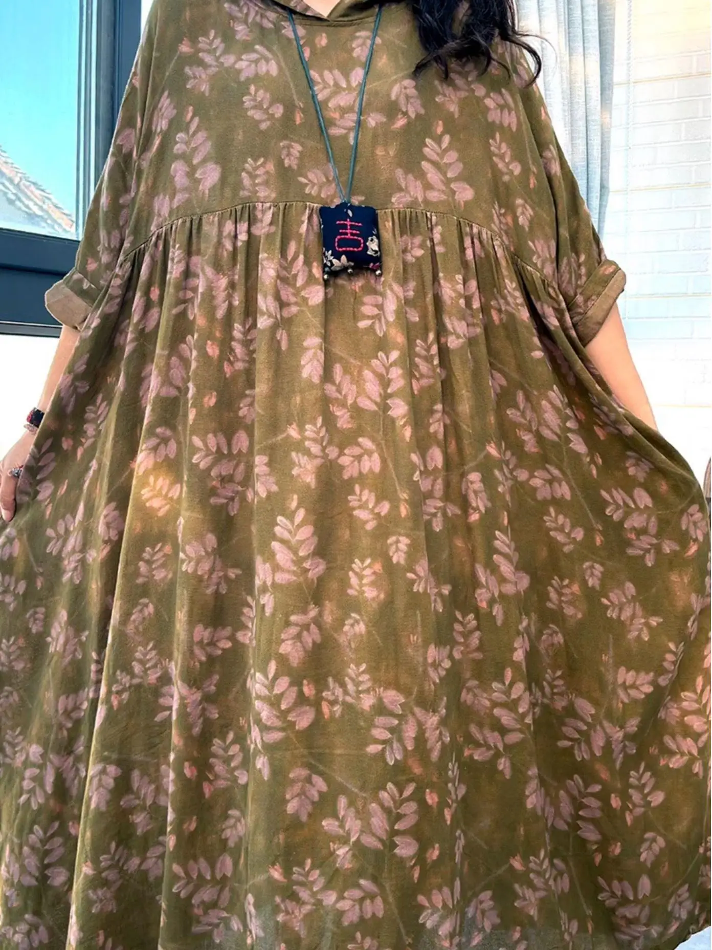 Spring Summer 2025 Loose Floral Doll Dr plus Size Women's Casual High Waist A-Line Gown Ci Walk Cotton Linen Blend Dr