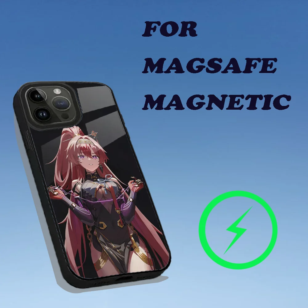 حافظة هاتف Game Wuthering Waves لهاتف iPhone 15,14,13,12,11,Plus,Pro,Max Mini Magsafe شحن لاسلكي مغناطيسي
