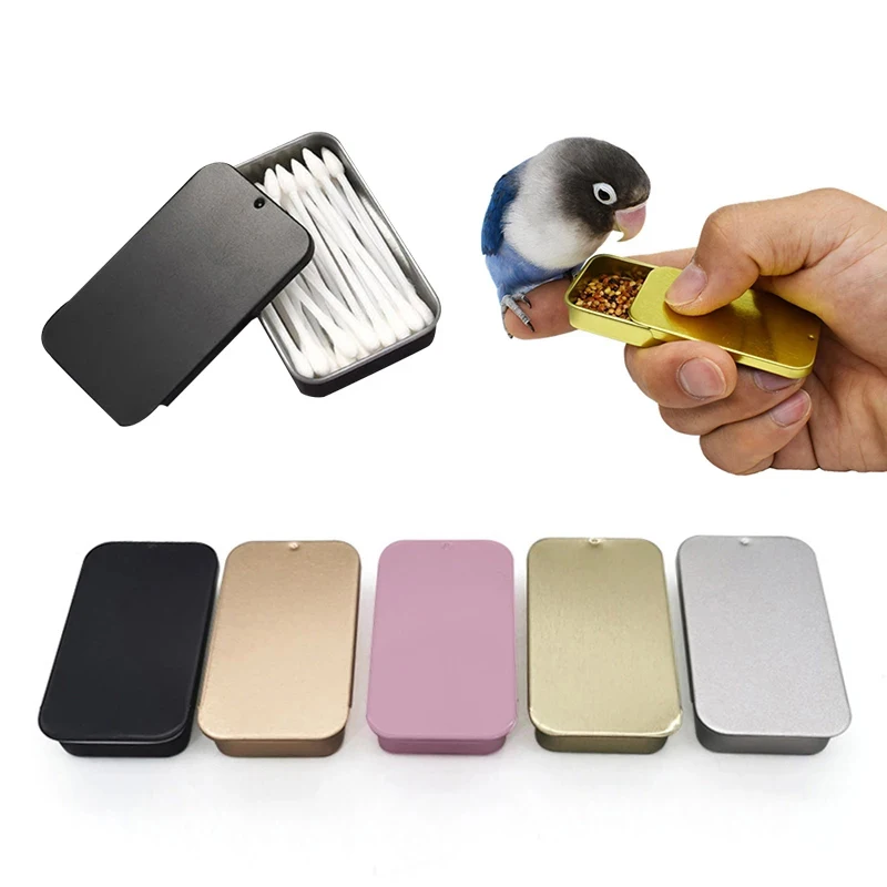 Bird Mini Feeding Box Training Food Jar Parrot Hand-held Feeder Bird IQ Growth Training Tool Bird Interactive Toy Mini Iron Tank