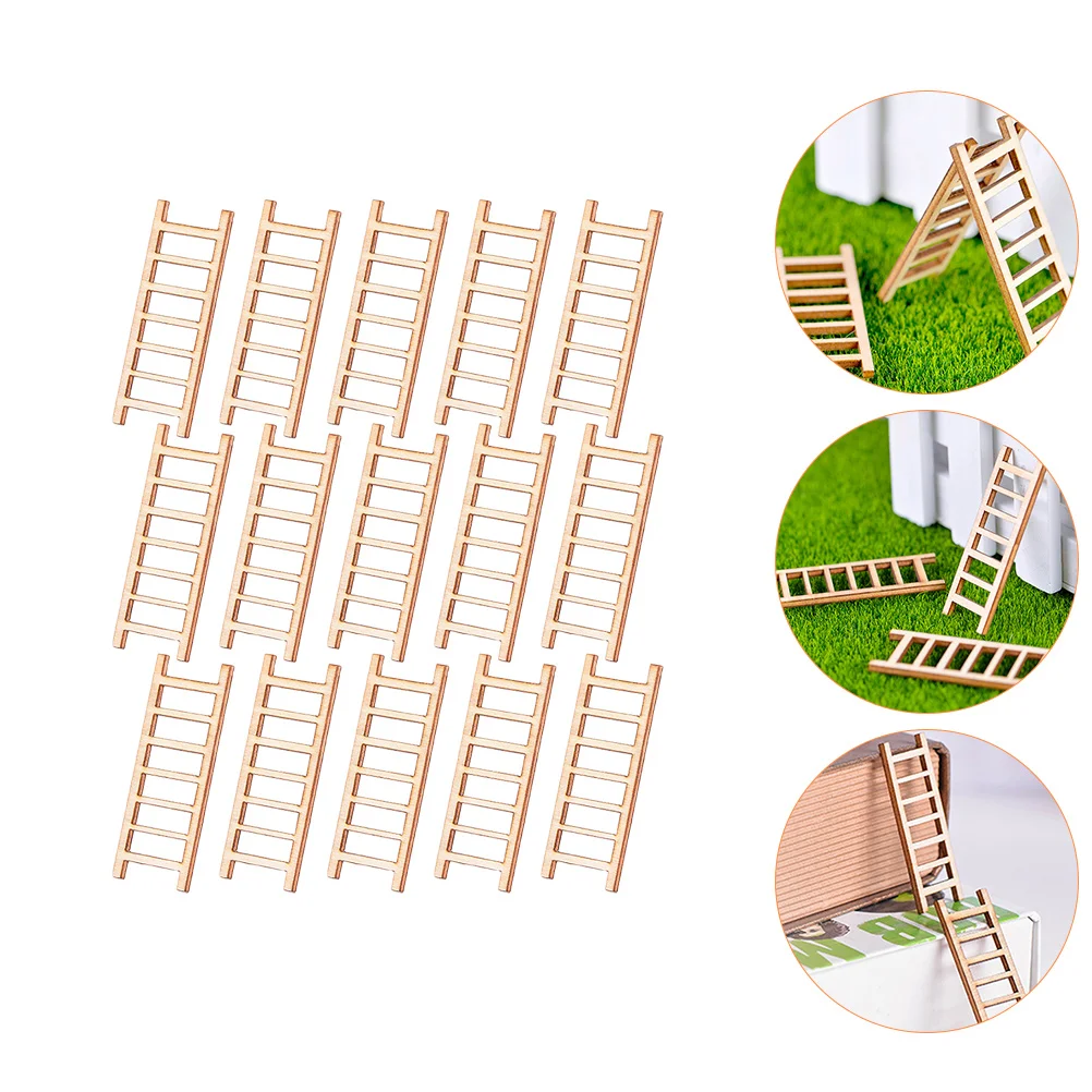 15 Pcs Wooden Small Staircase Ornaments Step Ladder Toy Furniture Mini House Accessories