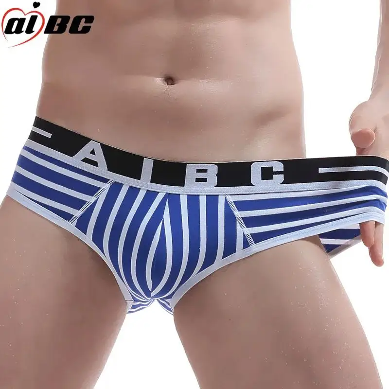 AIBC Cotton Underwear For Men Striped Briefs U Convex Pouch Comfortable Mens Underpants Daily