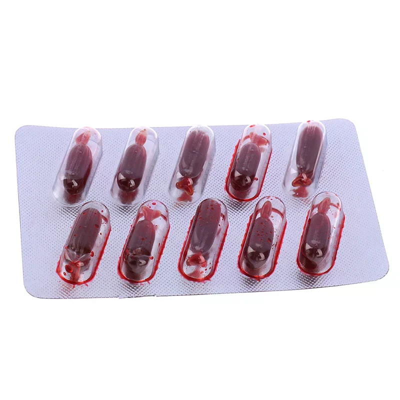 10 pièces faux pilule de sang Vampire jouet Capsules horreur drôle jouet Halloween farce jouet
