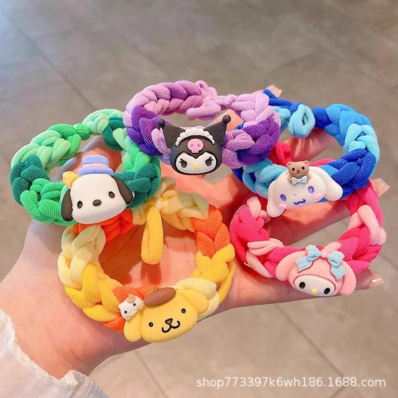 Sanrio Series MY MELODY Cinnamon Roll POMPOMOURIN Pochacco Cartoon Hand Woven Rubber Band Hair Loop Cute Hair Band Accessory