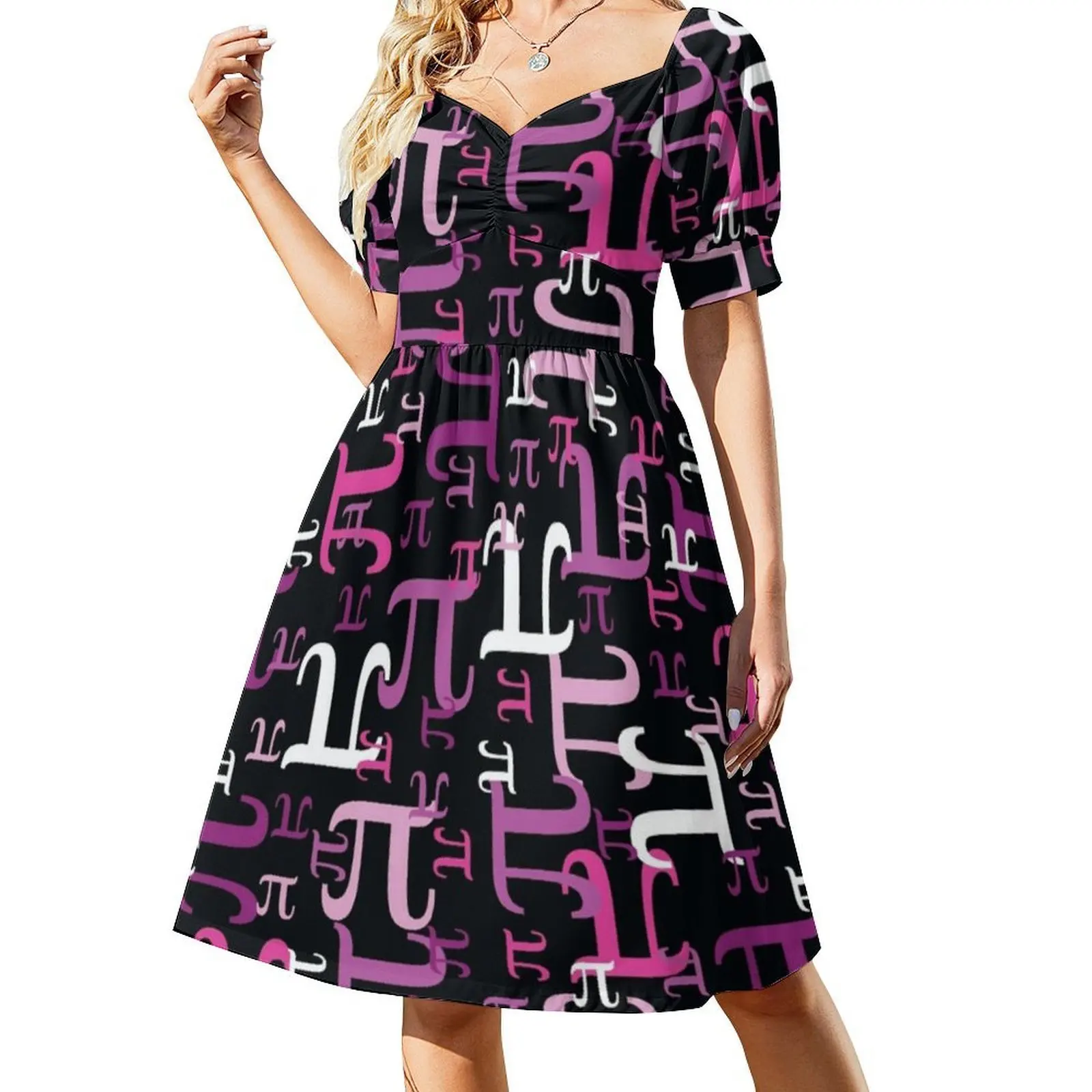 قطع من Pi (الوردي) فستان عطلة مثير للنساء فستان قصير لحفلات الشاطئ وأعياد الميلاد Pi Math Pi Day Nerd Geek Geeky Science Dress