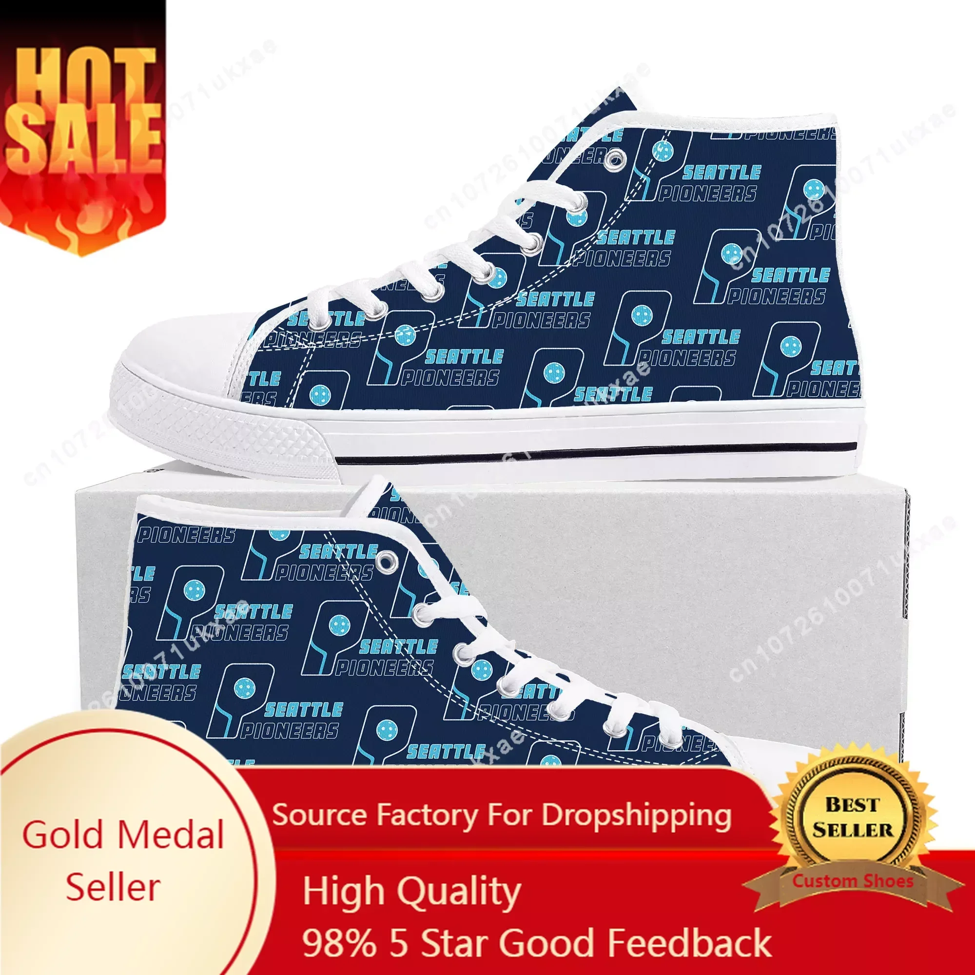 

SEATTLE PIONEERS pickleball High Top Sneakers Mens Womens Teenager Canvas High Quality Sneaker Casual Custom Made Shoes DIY Shoe