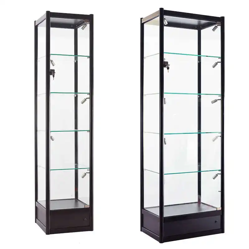 Store Display Cabinet Dust-proof Gift Rack Panoramic Glass Cabinet Aluminum Frame Vertical Glass Display Cabinet