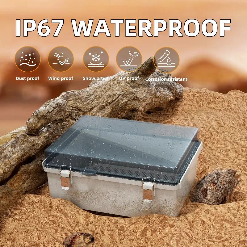 Water Proof Electric Box Electrical Box Outdoor Waterproof Plastic IP67 Enclosure Clear Cover Hinged Switch Box