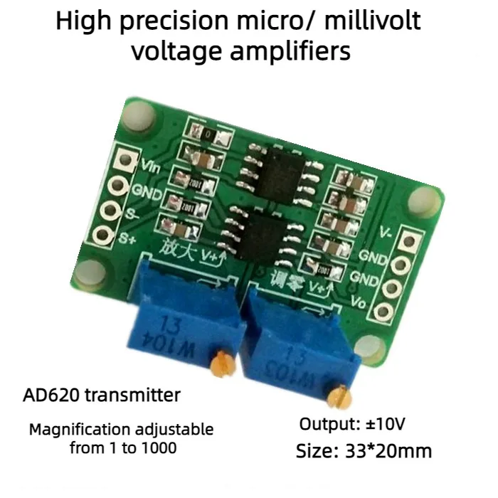 High Precision Microvolt/millivolt Voltage Amplifier Module Small Signal Instrumentation Amplifier AD620 Transmitter