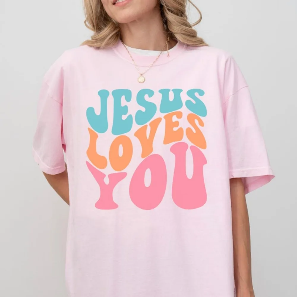 Jesus Loves You Shirt Christian Shirt Christian Merch Love Like Jesus Shirt Short-sleeve Cotton Fashion Streetwear O-neck