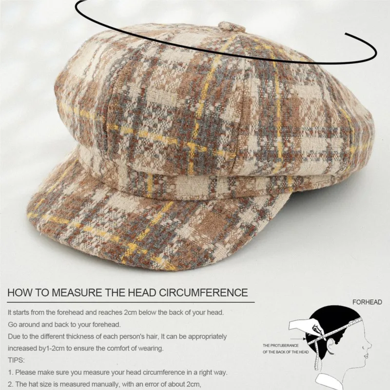 The women's warm striped hat with eight berets is suitable for daily wear shopping