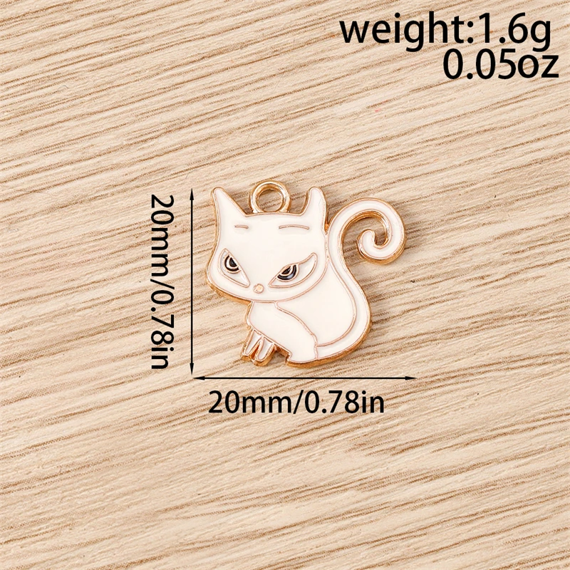 10 Stück 20x20mm Cartoon-Tier-Charms, Emaille-Katzen-Anhänger für Halsketten, Ohrringe, DIY-Handwerk, Schmuckzubehör ﻿ – Detail 1