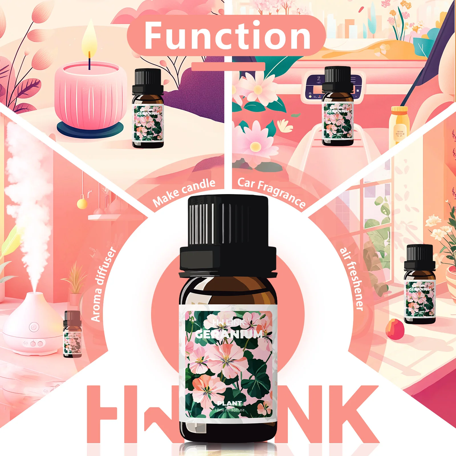 Geranium Essential Oils 10ml Pure Natural Oil For Diffuser and Aromatherapy,Candle Making Gifts Meditation
