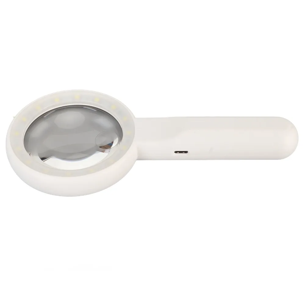 عدسة مكبرة LED احترافية قابلة لإعادة الشحن 16 أضواء LED عدسة مكبرة مضيئة لقراءة الكتب الزجاجية المكبرة