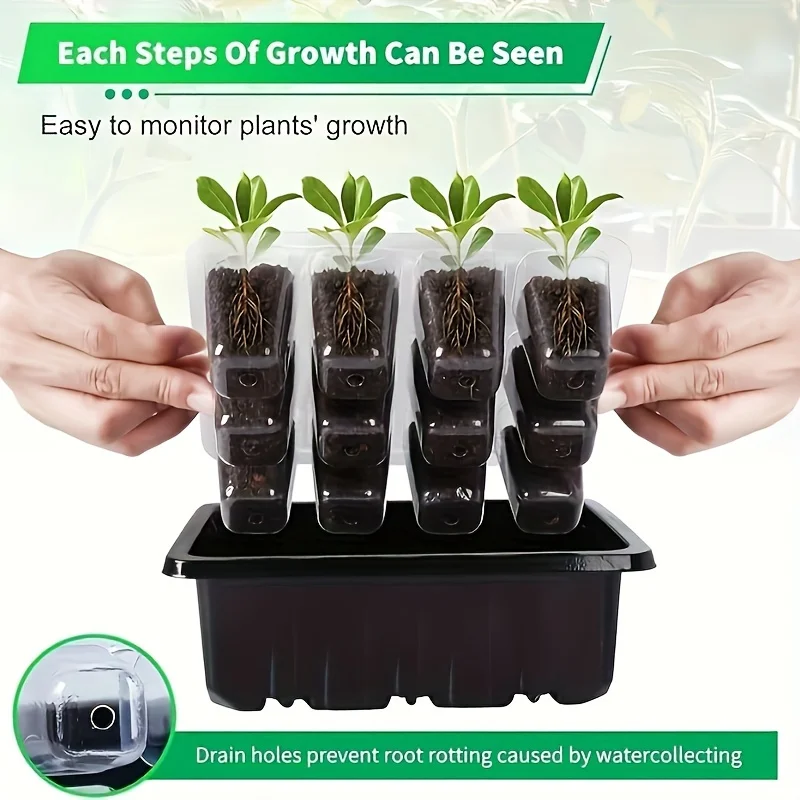 Seedling Starter Kit 1/2/3 Sets, 8 LED Grow Light Adjustable Brightness Full Spectrum, Humidity Control Dome for Germination view 4