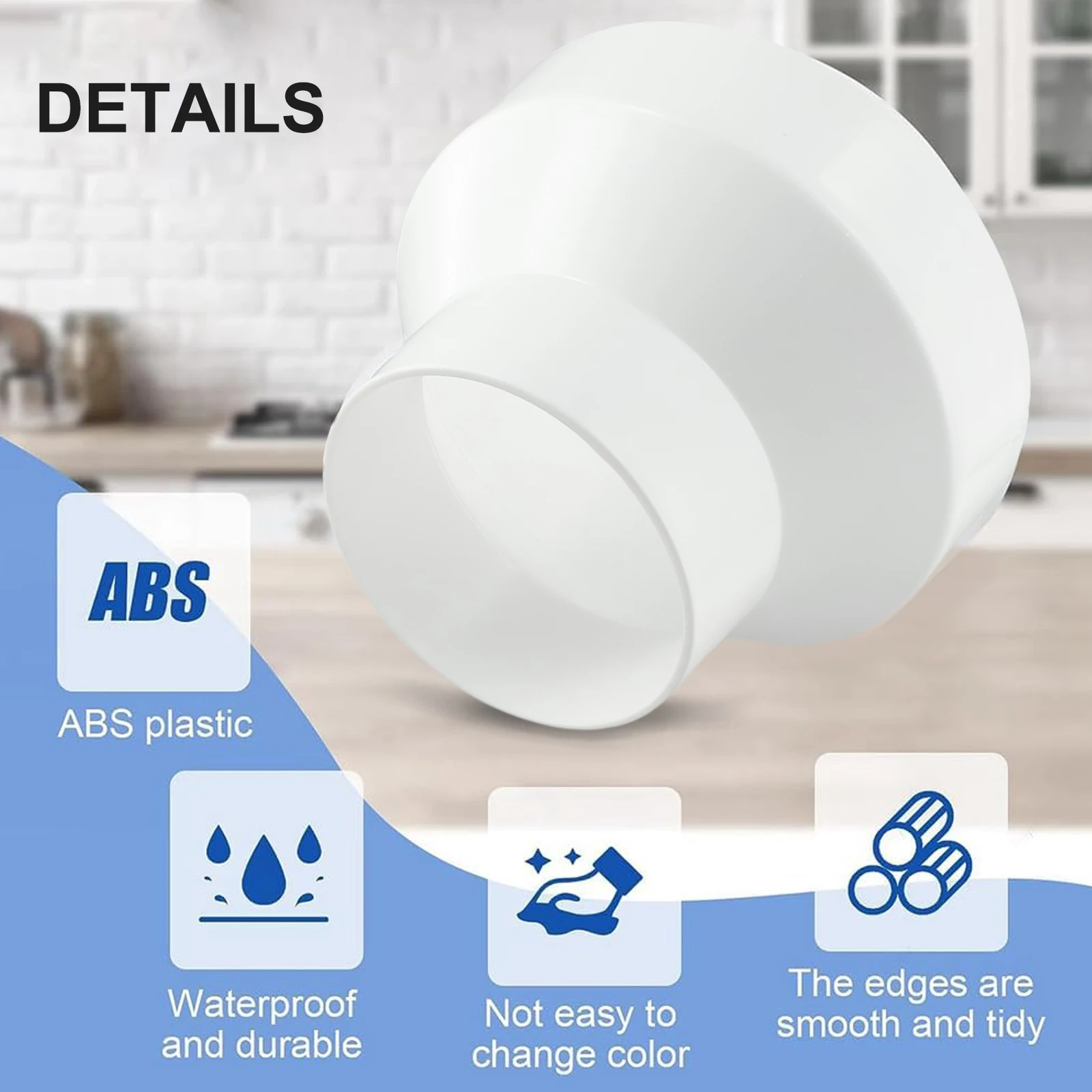 ABS Vent Pipe Reducing Adaptor for Connecting Mismatched For Duct Diameters to Fan Outlets in Home Ventilation Setups