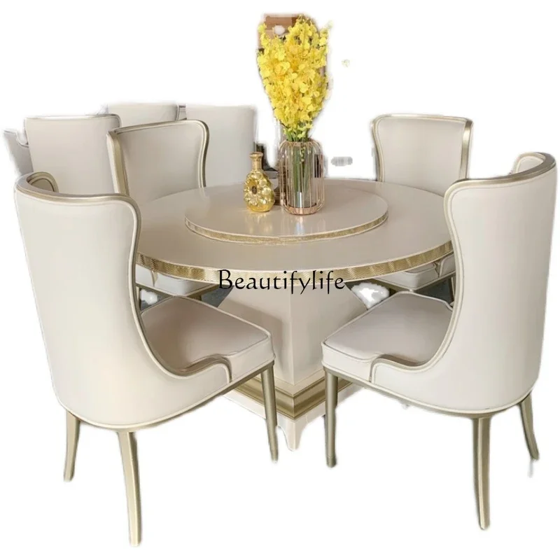 

LD33American solid wood dining table European round dining table postmodern, light luxury dining table