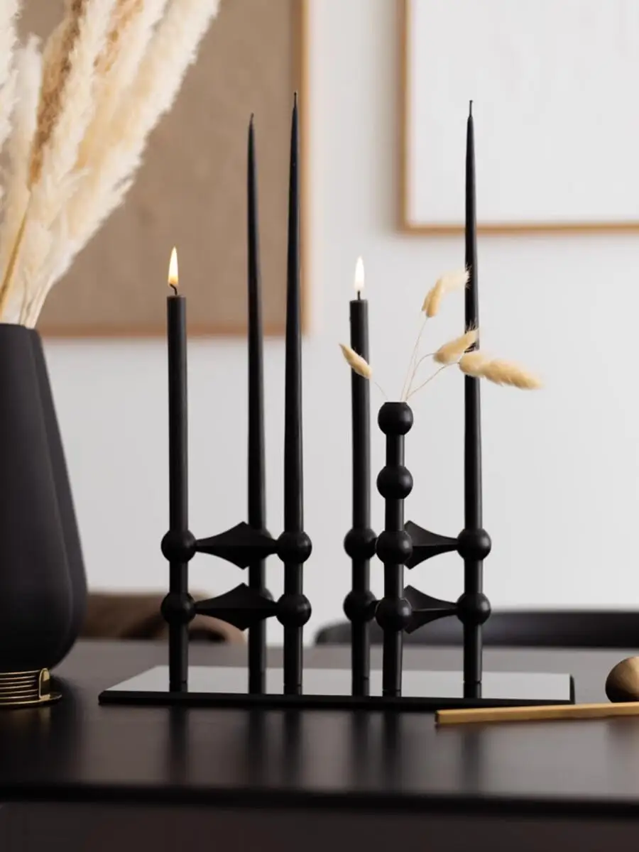 Metal Molecular Structure Candle Holder Black Candlestick Centerpiece Living Room Decoration Gift Home Decore Candelabra