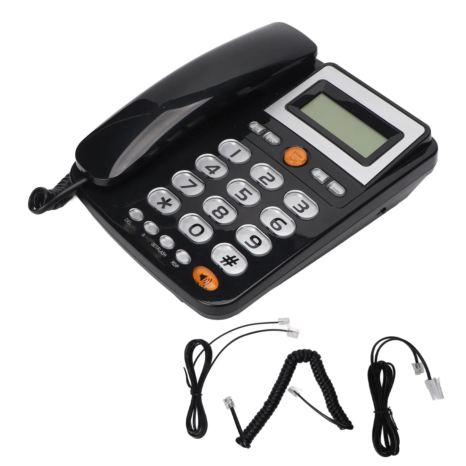 Universal Big Button Corded Phone Hands Free Calls LCD Adjustable Brightness One Touch Speed Dialling Landline Telephone Black