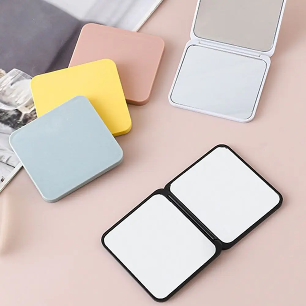 Wear-Resistant Mini Hand-Held Mirror Square Portable Make-Up Mirror Compact Plastic Pocket Mirror Travel