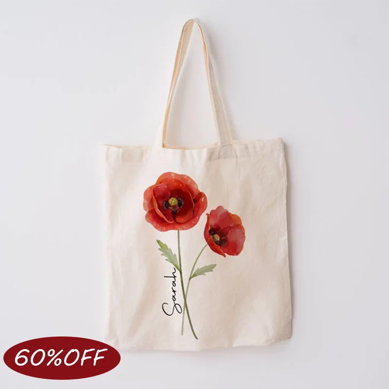 

Персонализированная большая сумка с цветком рождения/холщовая сумка, уникальный подарок для лучшего друга/подружки невесты/мамы на день рождения/свадебный подарок