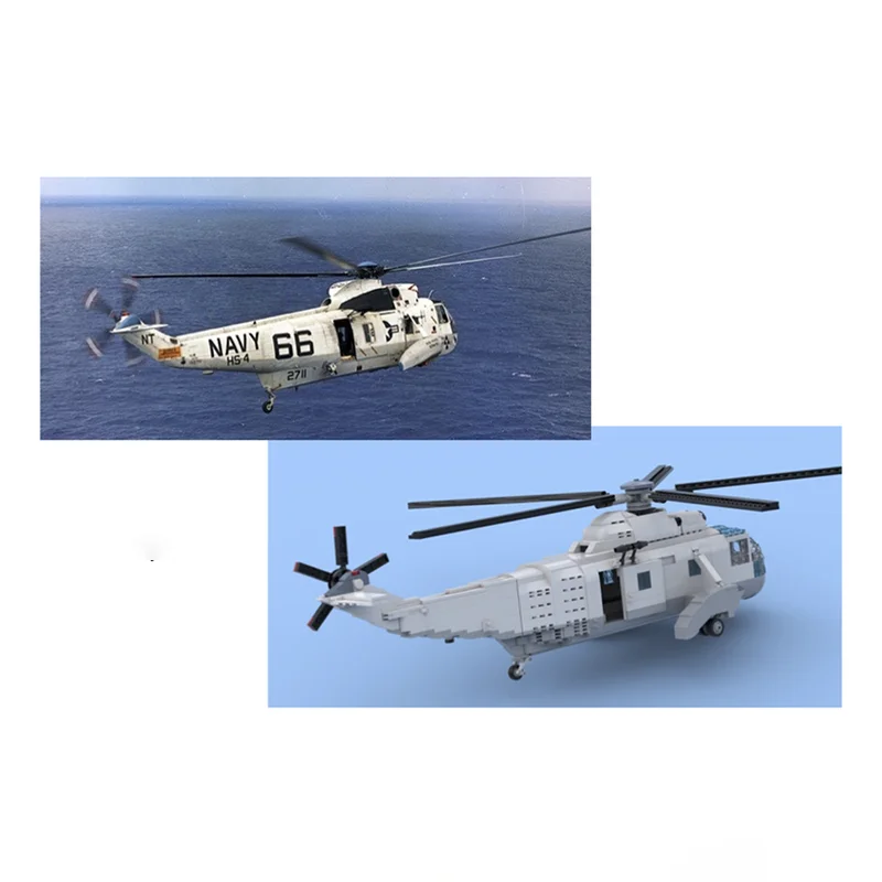 

1070 шт. MOC военное оборудование Sikorsky/Westland Sea King модель вертолета DIY сборка строительный блок игрушка детский подарок