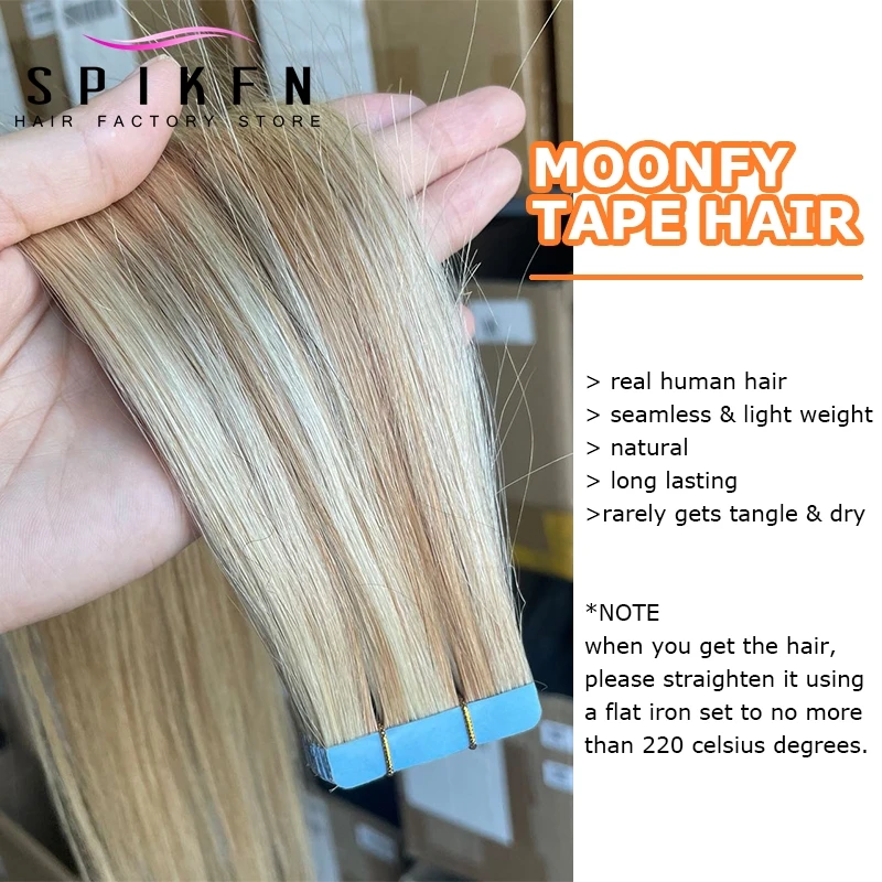 Lighi 무게추 인모 테이프, 여성용 자연스러운 직모, 심리스 PU 피부 씨실, 12-20 인치, 30g/팩, 20 개