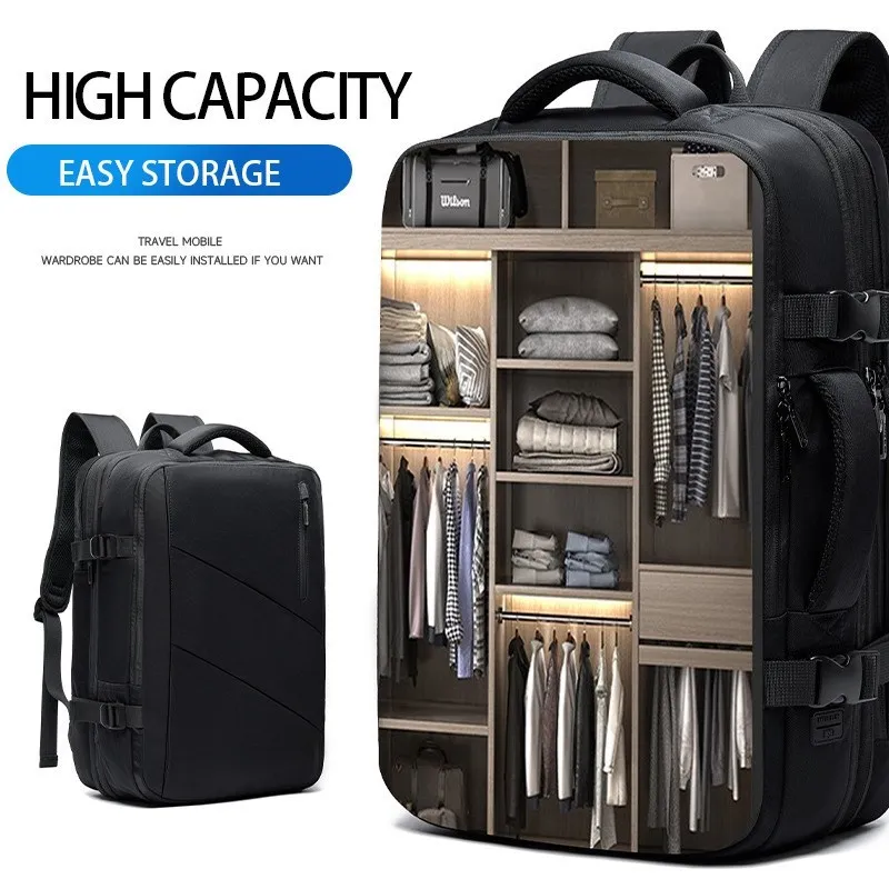 Travel Backpack Men Business Backpack Schoolbags Expandable Large Capacity 15.6 Laptop 180° Open Waterproof Fashion