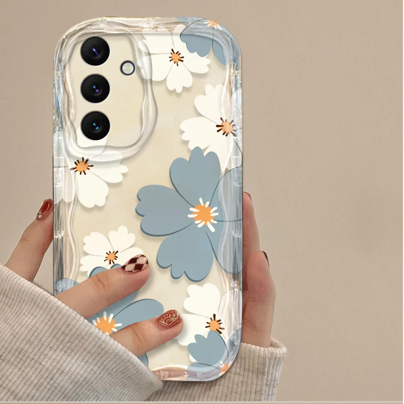 Capa de Telefone com Padrão de Lírios Rosas para Samsung Galaxy A16 A06 A55 A35 A25 A15 A05 A05S A54 A34 A24 A14 A73 A53 A33 A23 A52