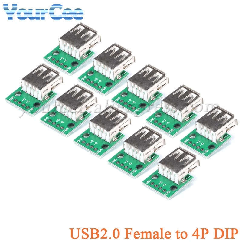 10 sztuk/1 szt. USB2.0 żeński na 4P przełącznik DIP Adapter USB płytka moduł PCB