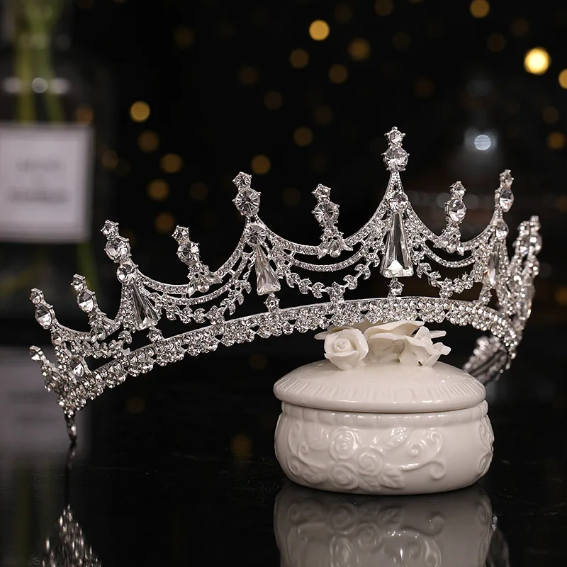 Luxury Crystal Crown Tiara Baroque Rhinestone Prom Diadem Crown For Women Bridal Wedding Hair Accessories Jewelry Crown Tiara