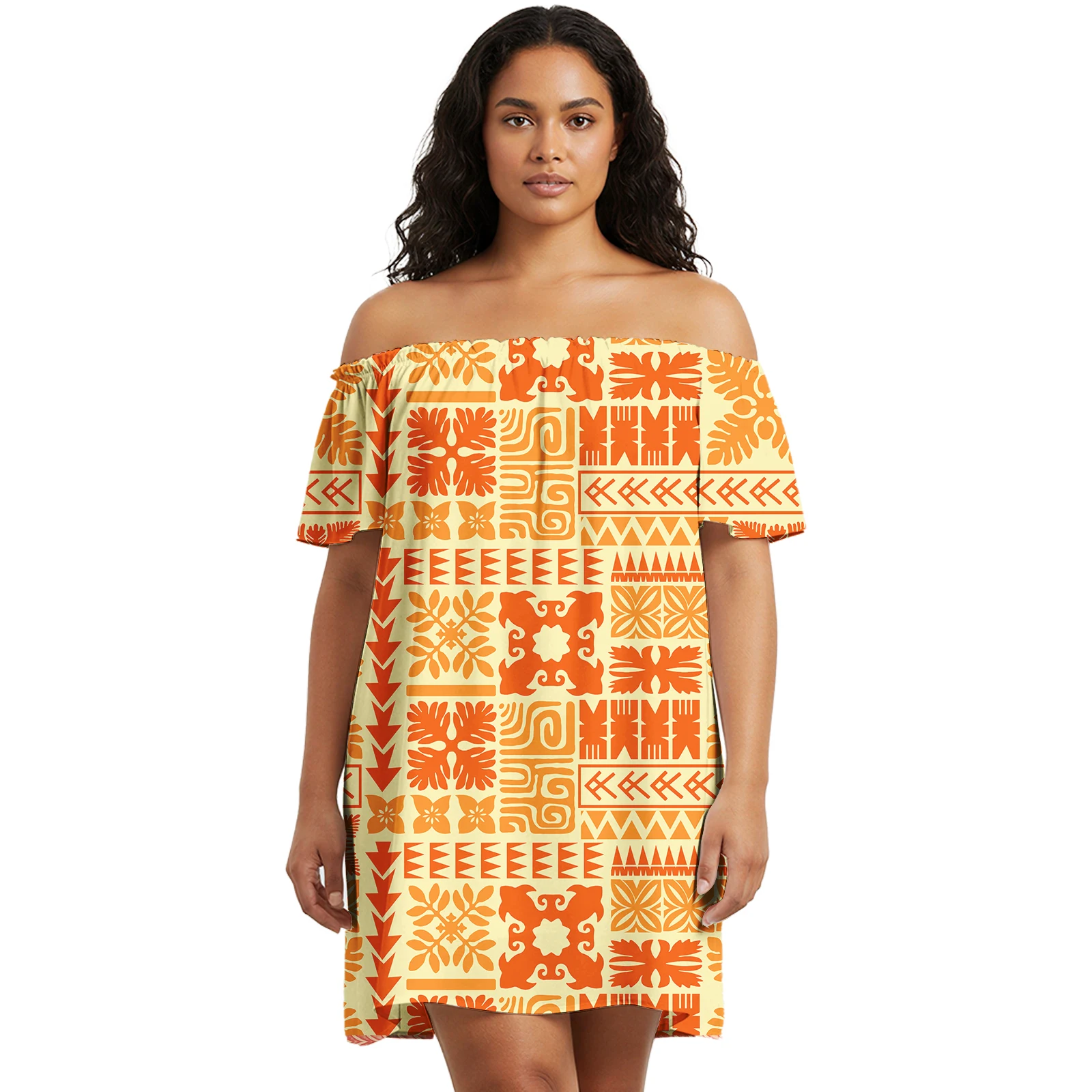 فستان مخصص بولينيزيا ميكرونيزيا مطبوع عليه زهور بأكمام قصيرة هاواي أنيق للحفلات الراقصة فيجي ساموا القبلية للحفلات الراقصة فساتين سهرة للسيدات