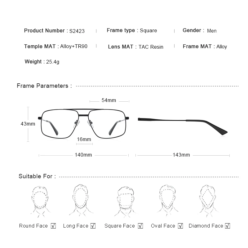 MERRYS DESIGN-gafas ópticas clásicas de aleación de titanio para hombre, lentes cuadradas ultraligeras, S2423