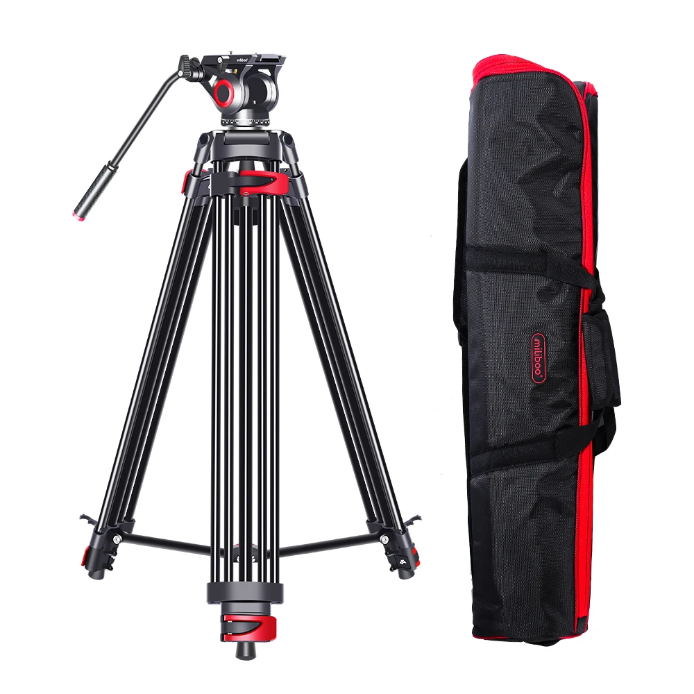 miliboo MTT602A Professional Portable Aluminum Fluid Head Camera Tripod for Camcorder/DSLR Stand Video Tripod 76 