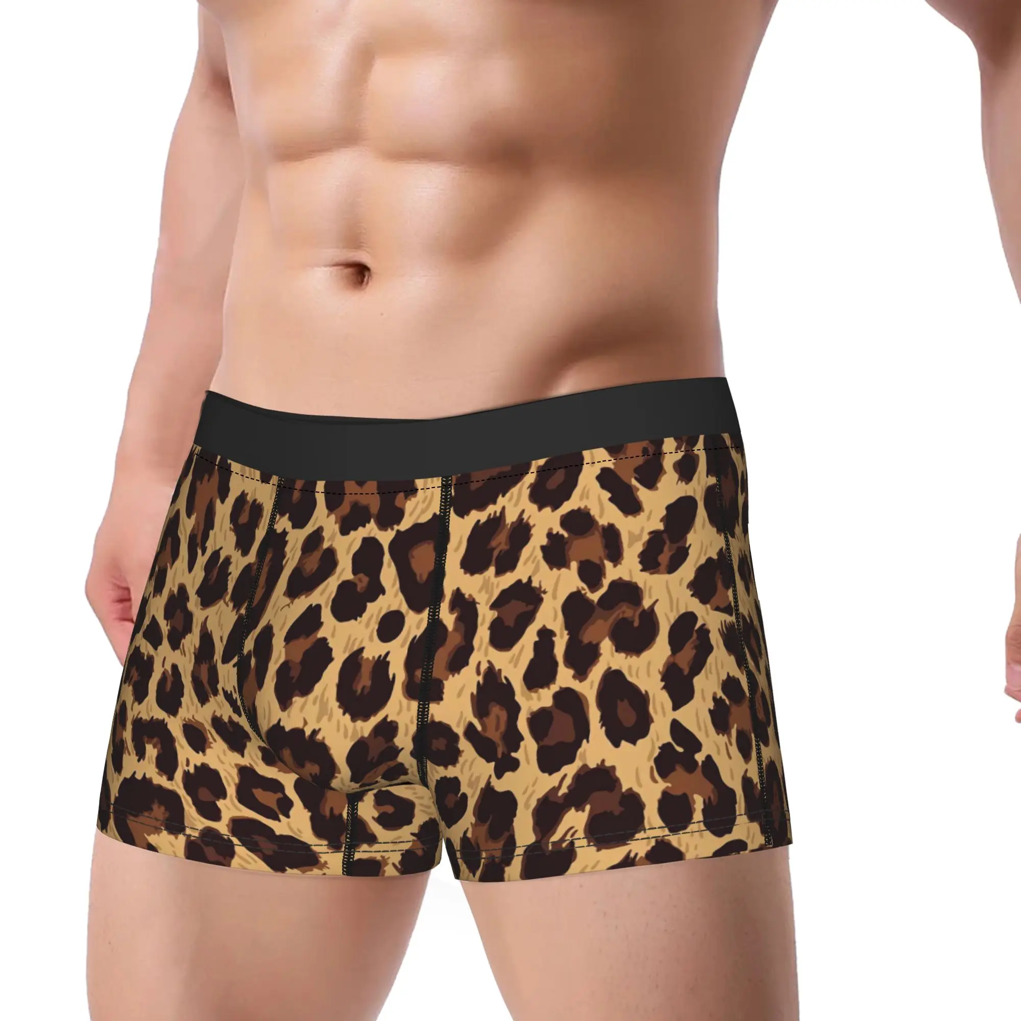 

Классические мужские трусы с леопардовым принтом, удобные боксеры, качественные шорты-брифы больших размеров