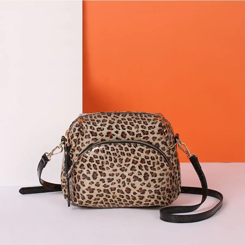 

2026 New Fashion Leopard Women Handbags European Design Patent Leather Shell Shoulder Bags Female Brand Luxury Crossbody Bag