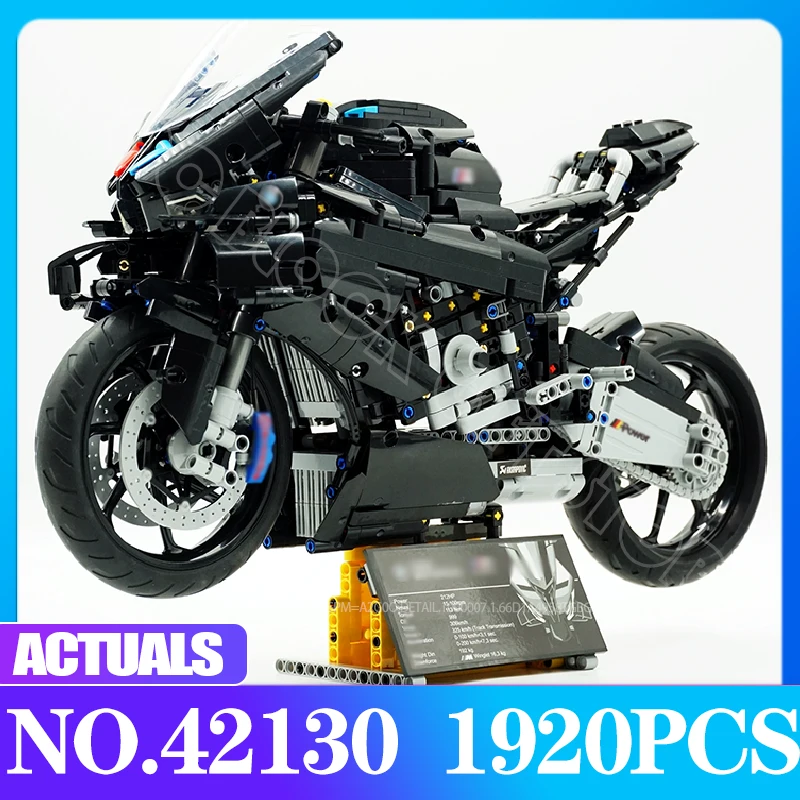 High-Tech City Motorcycle Model Fit 42130 Power Champions Racing Car Motorbike Building Block Brick Children MOC Toys Boys Gifts