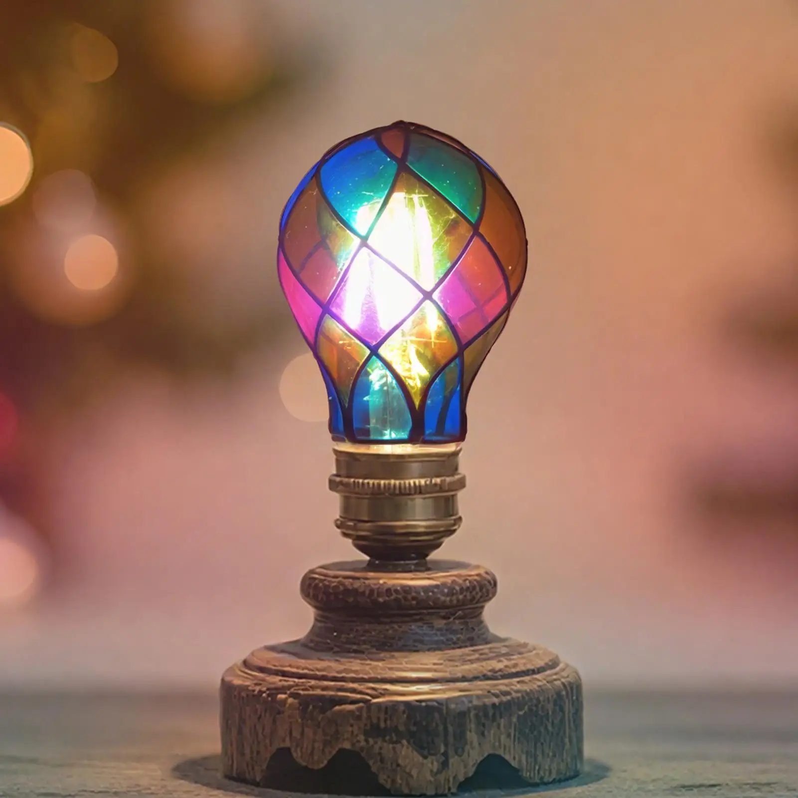 Stained Glass LED Light Bulb E26 4W 120V Vintage Edison Bulb for Halloween Christmas Party Cafe Bar Romantic Lighting Decoration