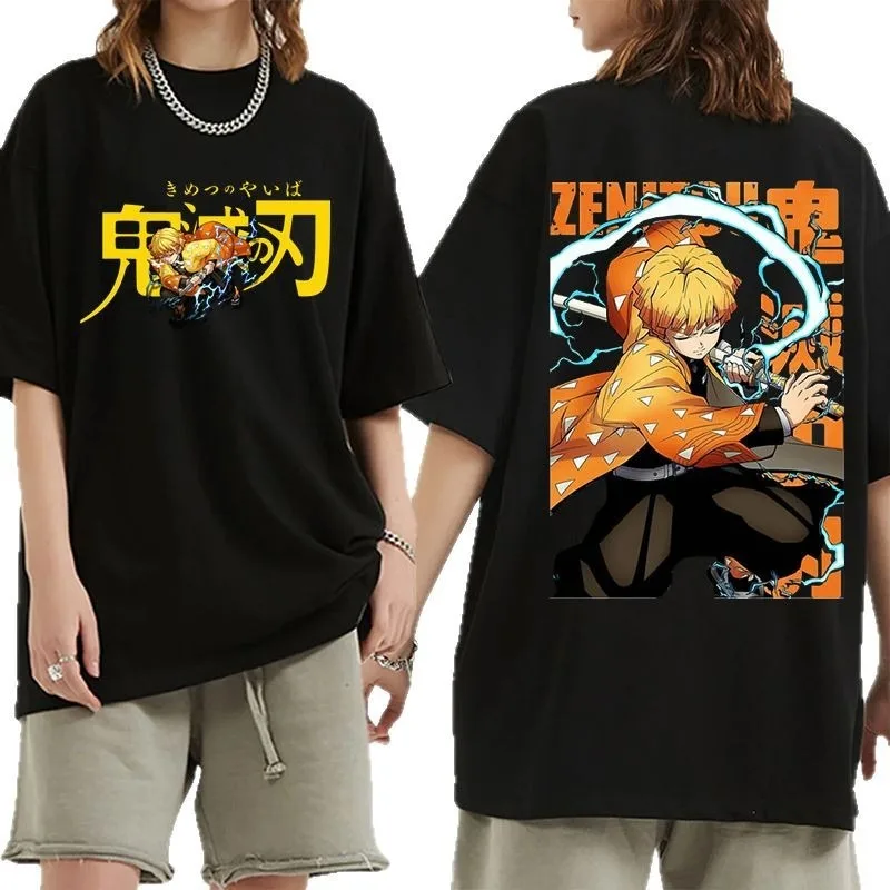 

Demon Slayer Agatsuma Zenitsu Kawaii рубашка с короткими рукавами с мультяшным узором аниме товары небольшой подарок