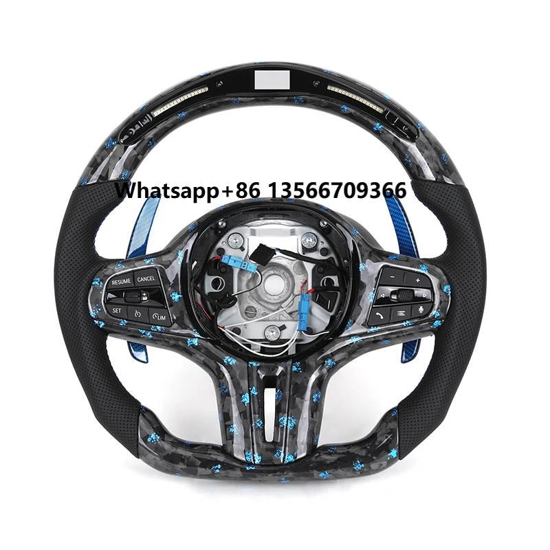 

With LED Blue Forged Carbon Fiber Steering Wheel for G20 G21 G30 M2 G87 M3 G80 G81 M4 G42 G82 M5 F90 G05 G06 X5M F95 X3M F97