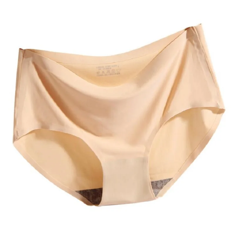 Seamless Panties Women Underwear Mid-rise Sexy M L XL Size Briefs Lingerie Ice Silk Intimates