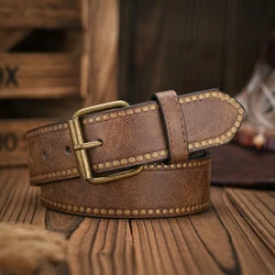 A men's and women's retro metal buckle casual style multi-color PU belt suitable for daily leisure four seasons (send punch nail