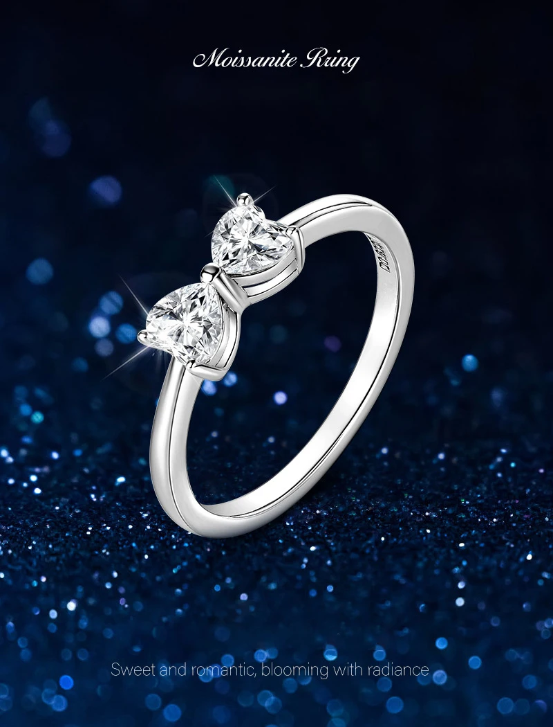 

Heart Cut Moissanite Diamond Ring for Women925 Silver Bow knot Finger Ring 2025 Trend Fine Jewelry