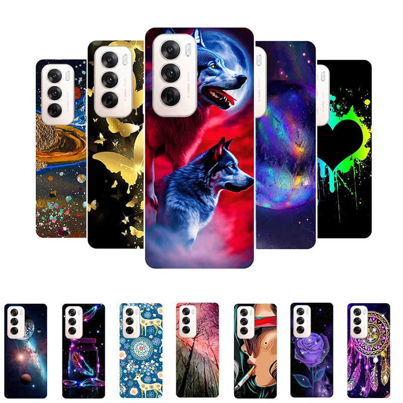 Чехол для OPPO Reno 12 Pro CPH2629  Мода  Волк  Мягкая силиконовая задняя крышка  для OPPO Reno 12 5G CPH2625  Чехлы для телефонов  Reno12 Pro  Ракушки
