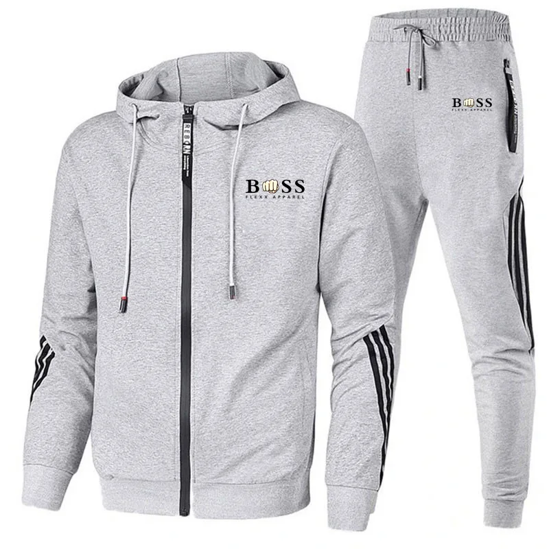 Tuta da Jogging da uomo, maglione, felpa con cappuccio, giacca, pantaloni sportivi, abbigliamento da uomo, Set da 2 pezzi, autunno/inverno, 2024