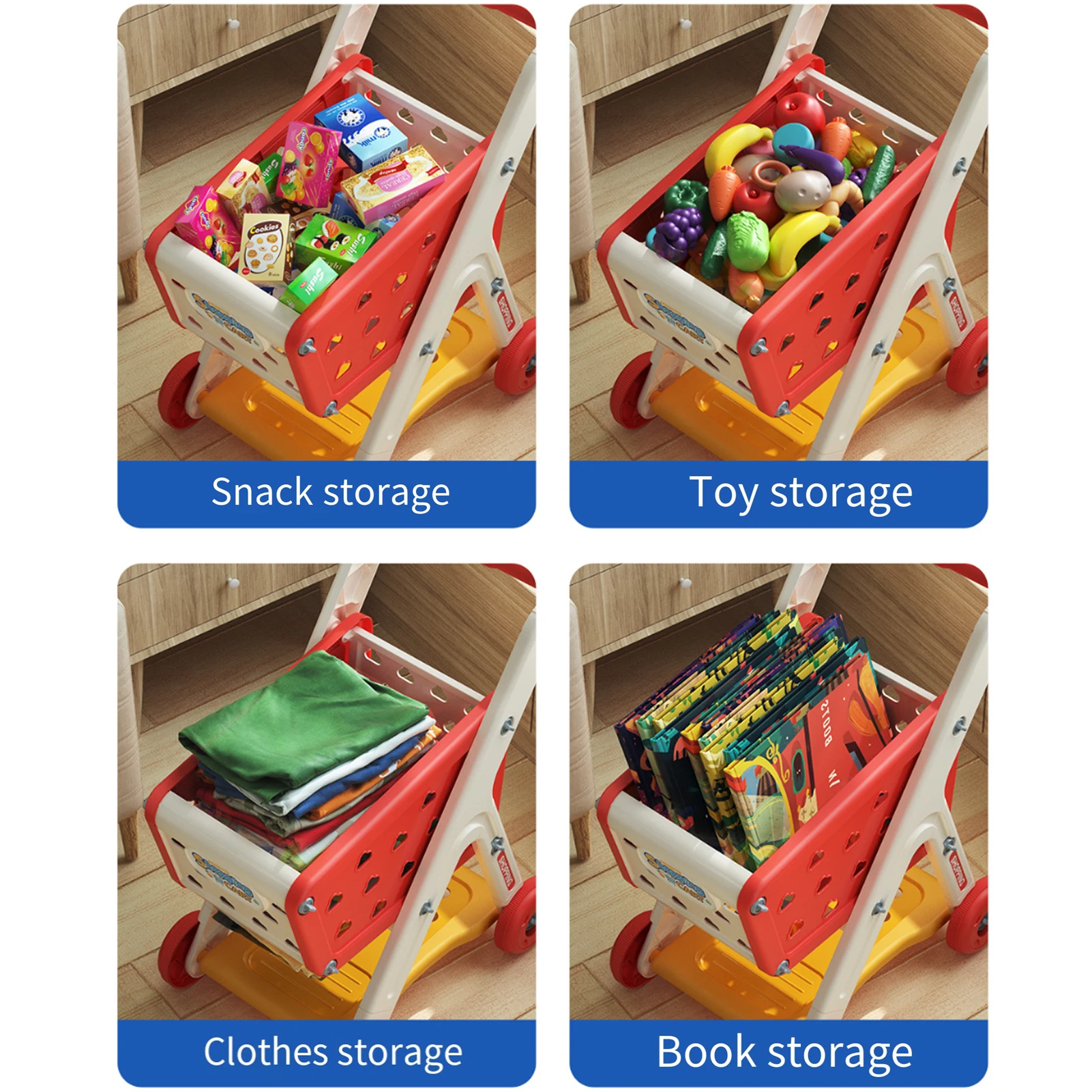 

Simulated Fruit Snacks Kids Big storage Cart Play House Pretend living room With Children's Cart Snack storage cart Role Playing